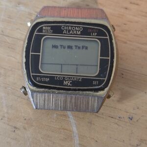 NYC Chrono Alarm LCD Quartz Watch - Gold and Silver